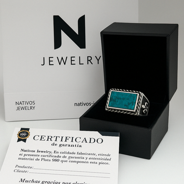 Fleur-de-Lys with Natural Chrysocolla Stone